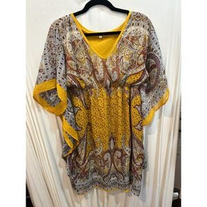 Speed Control New York Paisley Print Tunic Dress Kaftan Cover Up L‎